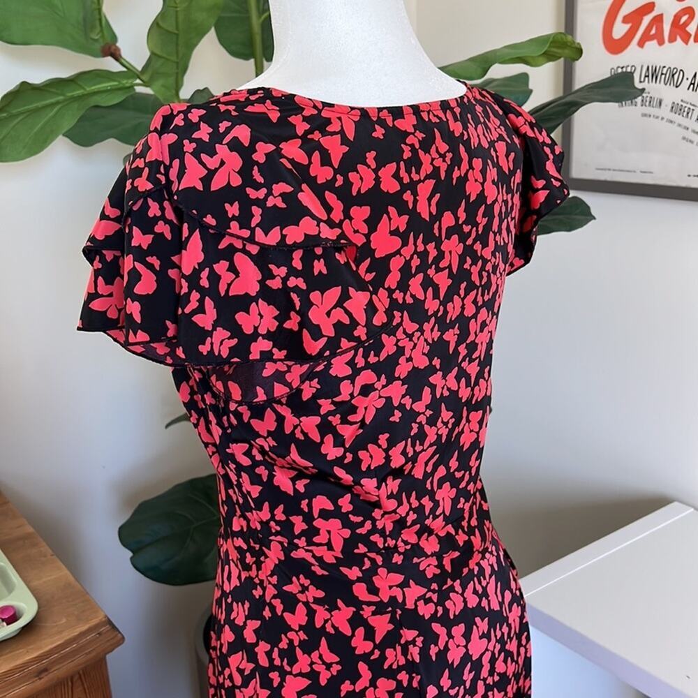 Vero Moda Black & Red Butterfly Print Dress - Size 36 (US 4) - Picture 3 of 9